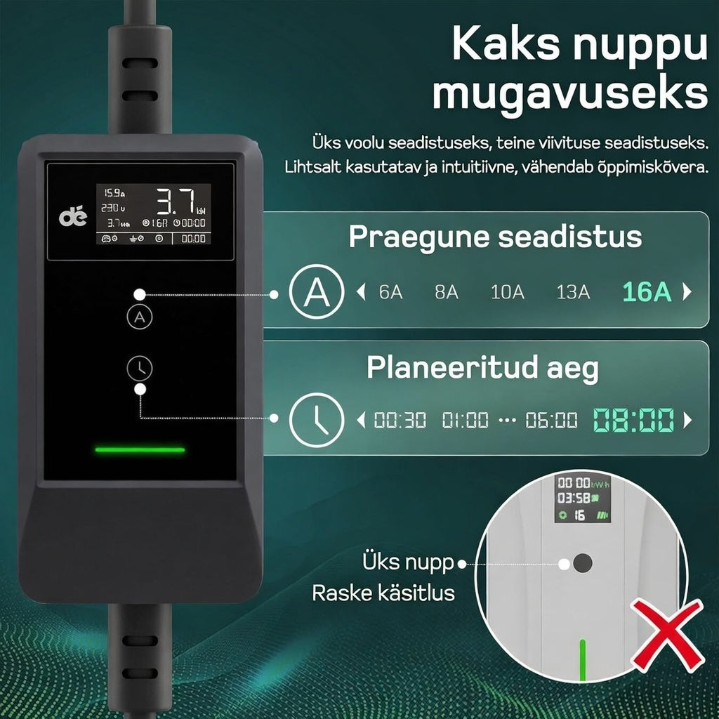 Mobiilne laadija 3.7kW, 7m laadimiskaabel