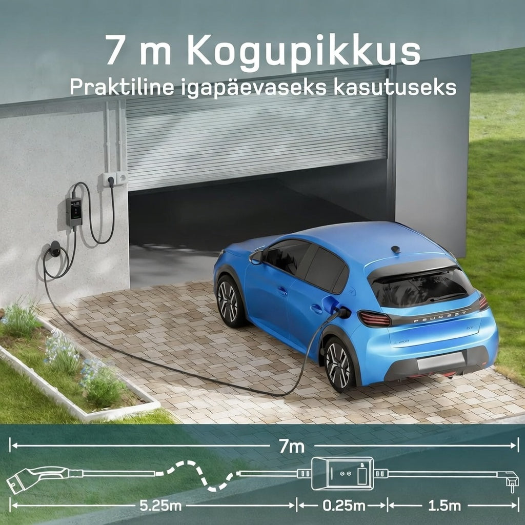 Mobiilne laadija 3.7kW, 7m laadimiskaabel