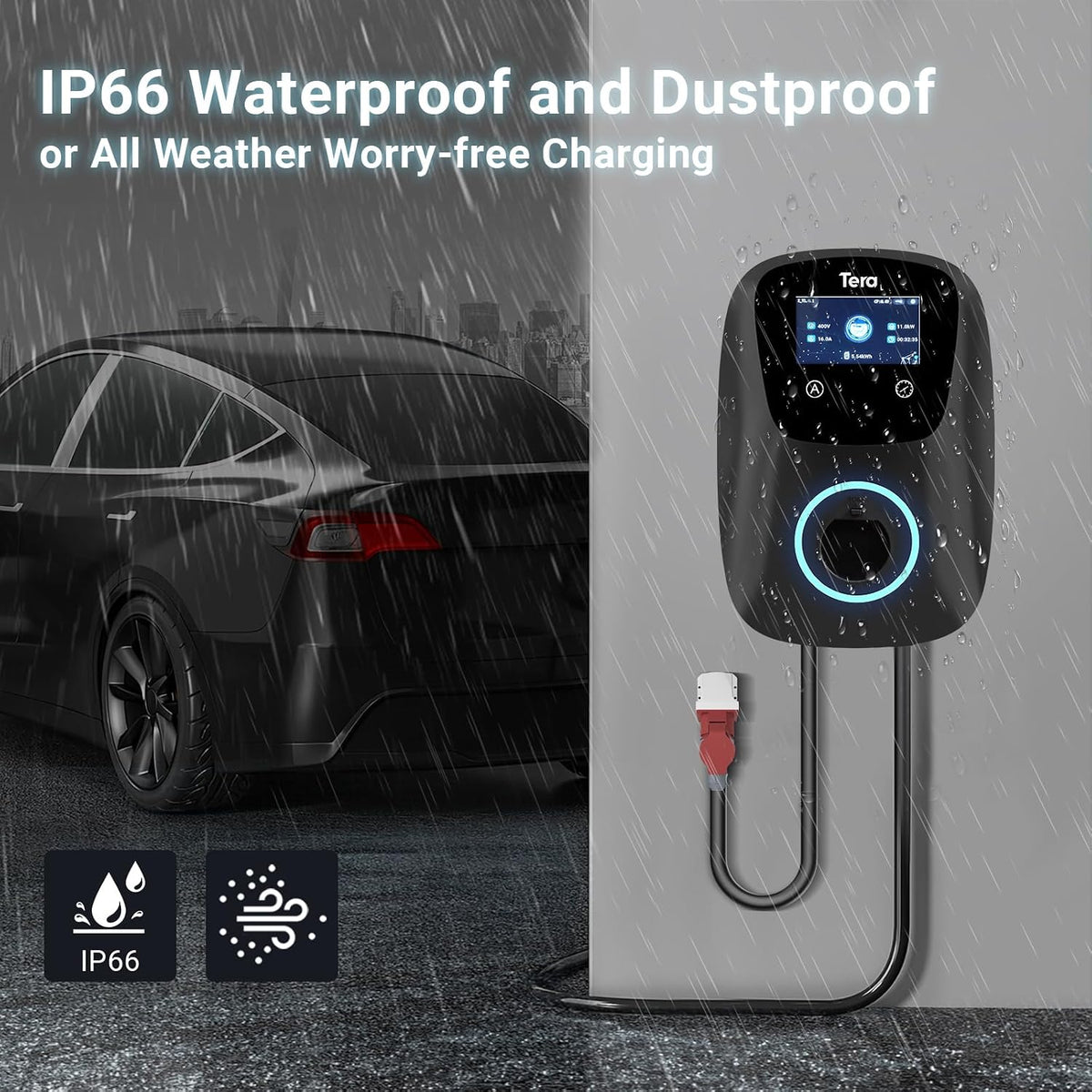 Tera W01 nutikas laadija rakendusega | IP54 | kuni 22 kW | 7m laadimiskaabel