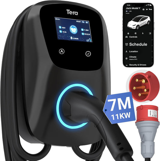 Tera W01 nutikas laadija rakendusega | IP54 | kuni 22 kW | 7m laadimiskaabel