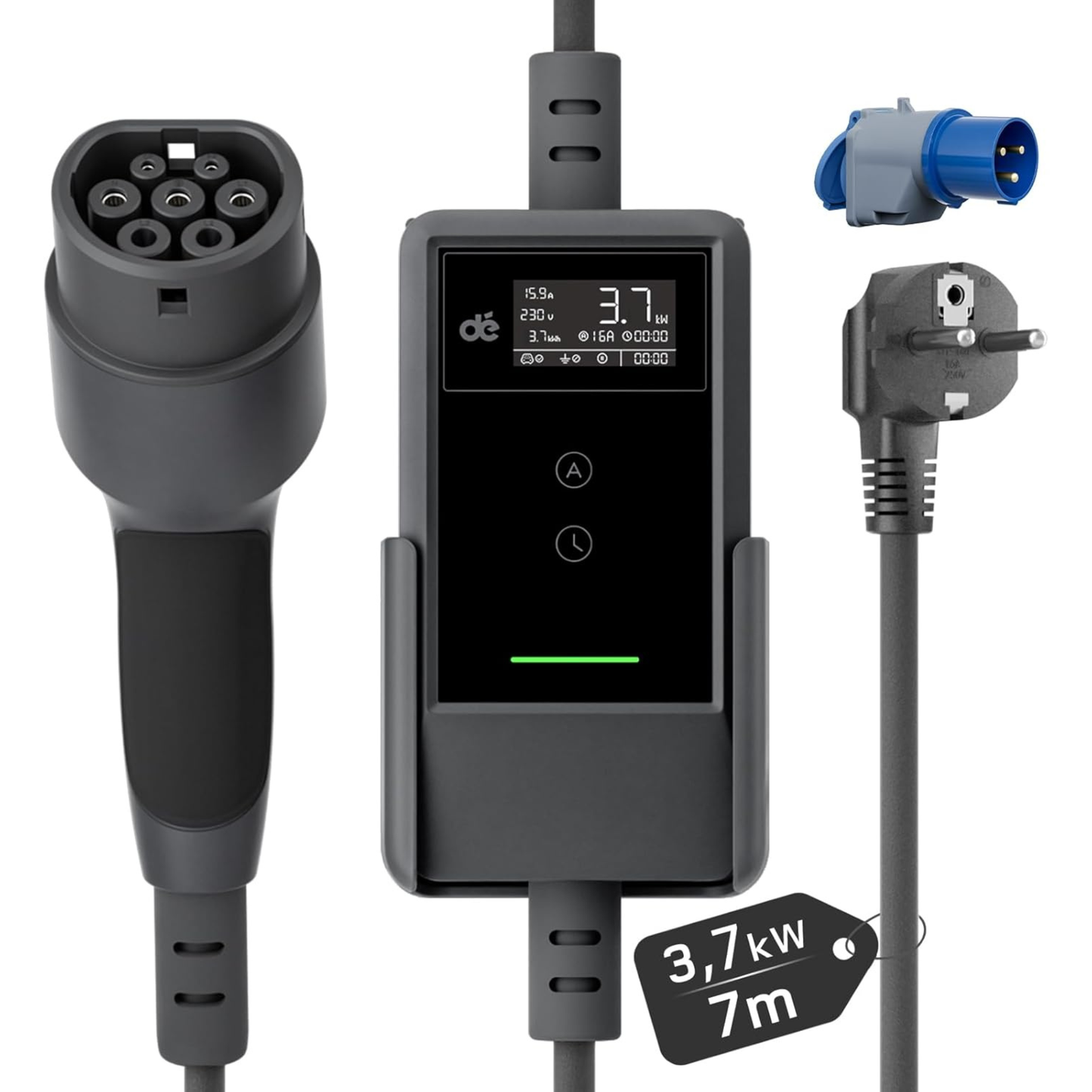 Mobiilne laadija 3.7kW, 7m laadimiskaabel
