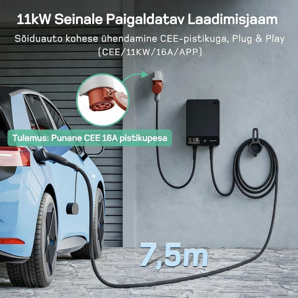 Talvolt Seinalaadija 11kW, 7.5m laadimiskaabel